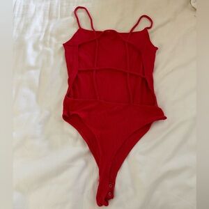 Open back Garage Ribbed Bodysuit